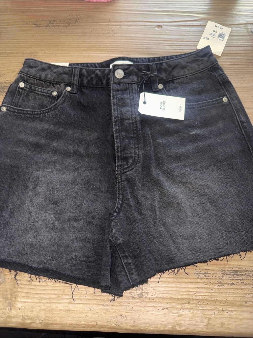Forever 21 Washed Black High-Rise Denim Cutoff Shorts